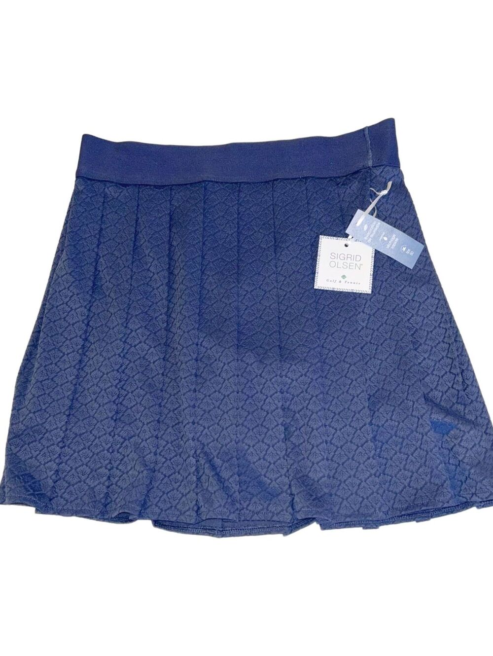 Sigrid Olsen Pleated Pattern Tennis / Golf Skirt "Navy Blue" Women's S | NWT